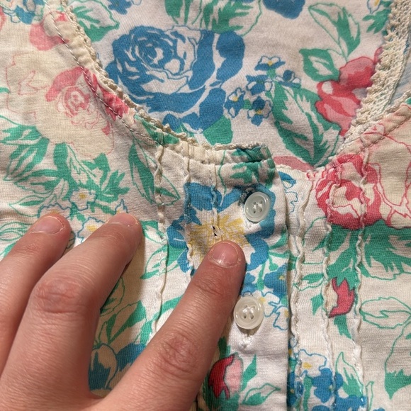 Vintage Floral Button-Up Nightgown Cottagecore Coastal Granddaughter Aesthetic - Picture 4 of 5